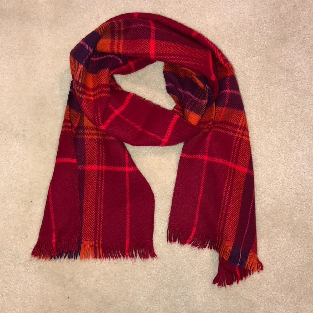 Barney’s New York red plaid scarf